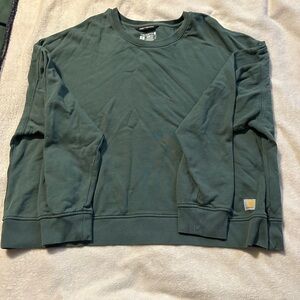 Carhartt Women’s Tencel Crewneck in Fresh Balsam with Brand on Sleeve